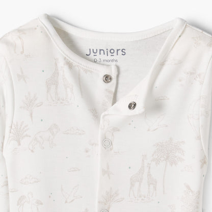 Pack of 5 Juniors Crew Neck Long Sleeves Sleepsuit with Safari Print
