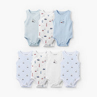 Pack of 7 Juniors Round Neck Sleeveless Bodysuit with Nautical Print-undefined-image-1