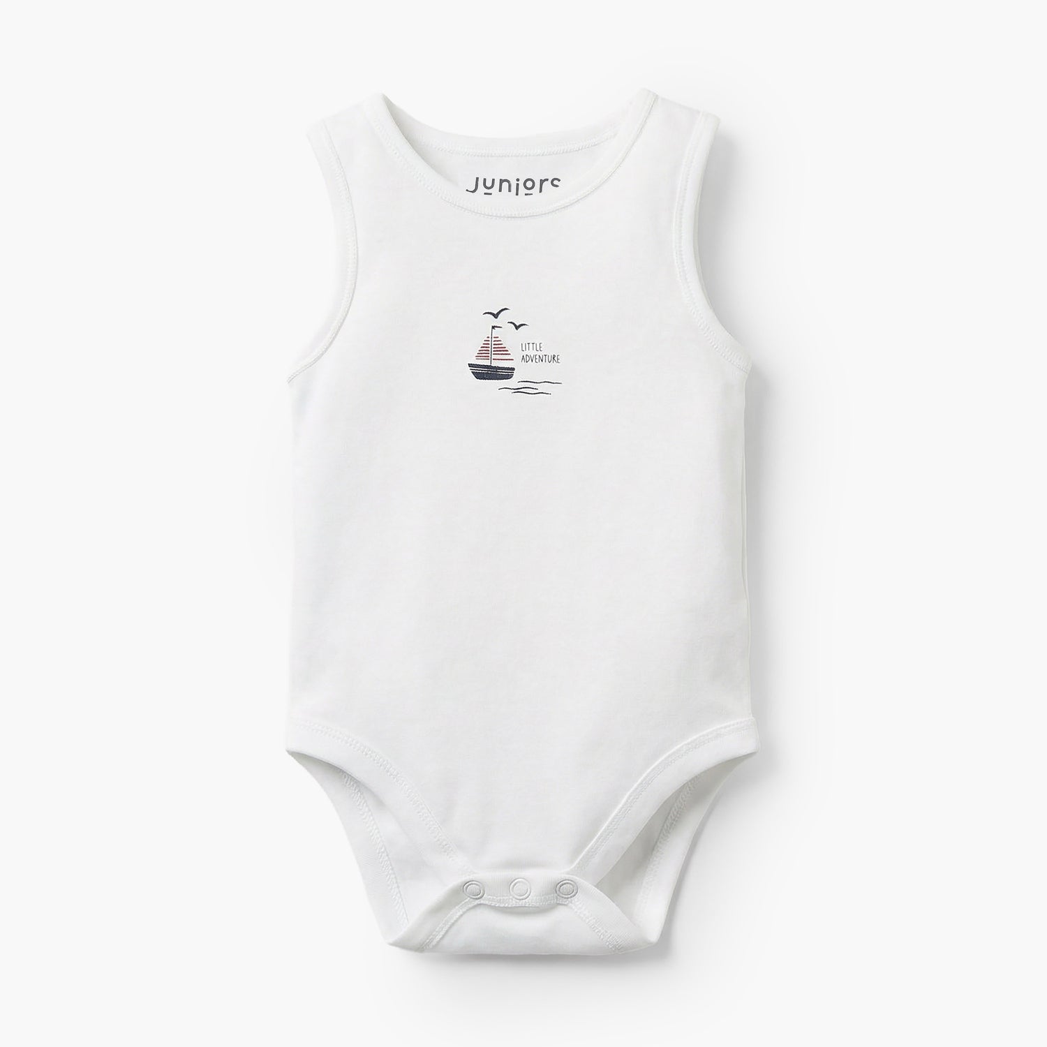 Pack of 7 Juniors Round Neck Sleeveless Bodysuit with Nautical Print