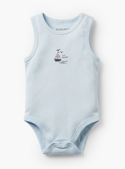 Pack of 7 Juniors Round Neck Sleeveless Bodysuit with Nautical Print-baby-boys-clothing-bodysuits-image-6