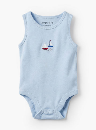 Pack of 7 Juniors Round Neck Sleeveless Bodysuit with Nautical Print-baby-boys-clothing-bodysuits-image-7
