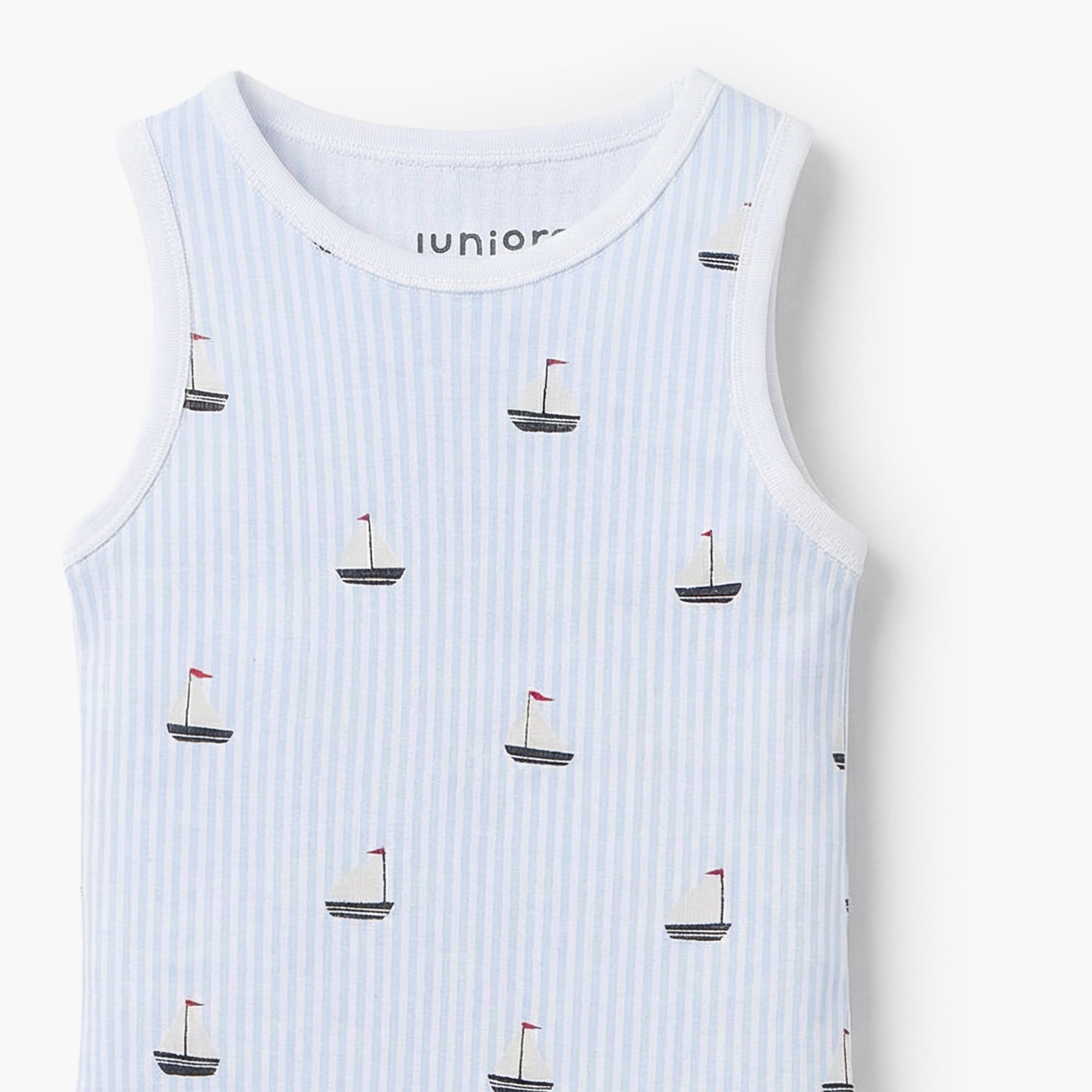 Pack of 7 Juniors Round Neck Sleeveless Bodysuit with Nautical Print