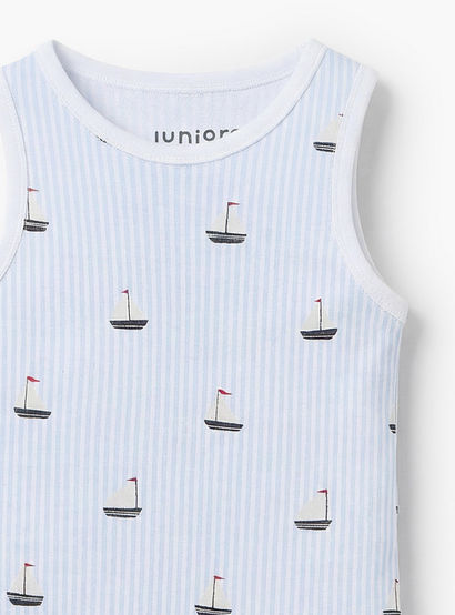 Pack of 7 Juniors Round Neck Sleeveless Bodysuit with Nautical Print-baby-boys-clothing-bodysuits-image-8