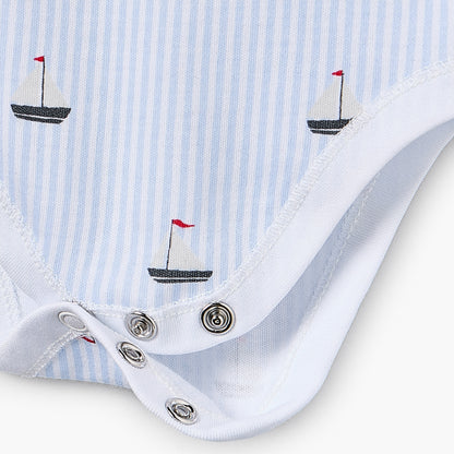 Pack of 7 Juniors Round Neck Sleeveless Bodysuit with Nautical Print