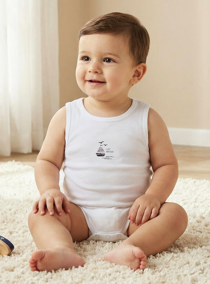 Pack of 7 Juniors Round Neck Sleeveless Bodysuit with Nautical Print-baby-boys-clothing-bodysuits-image-2