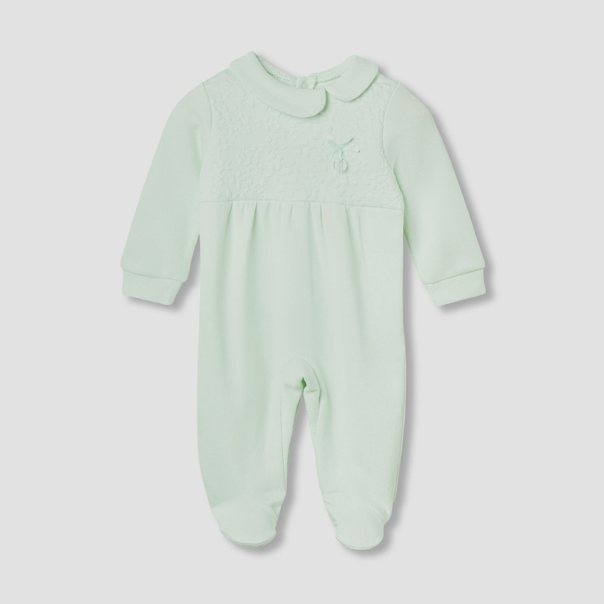 Giggles Collared Neck Sleepsuit with Snap Button Closure - Cotton - Long Sleeves