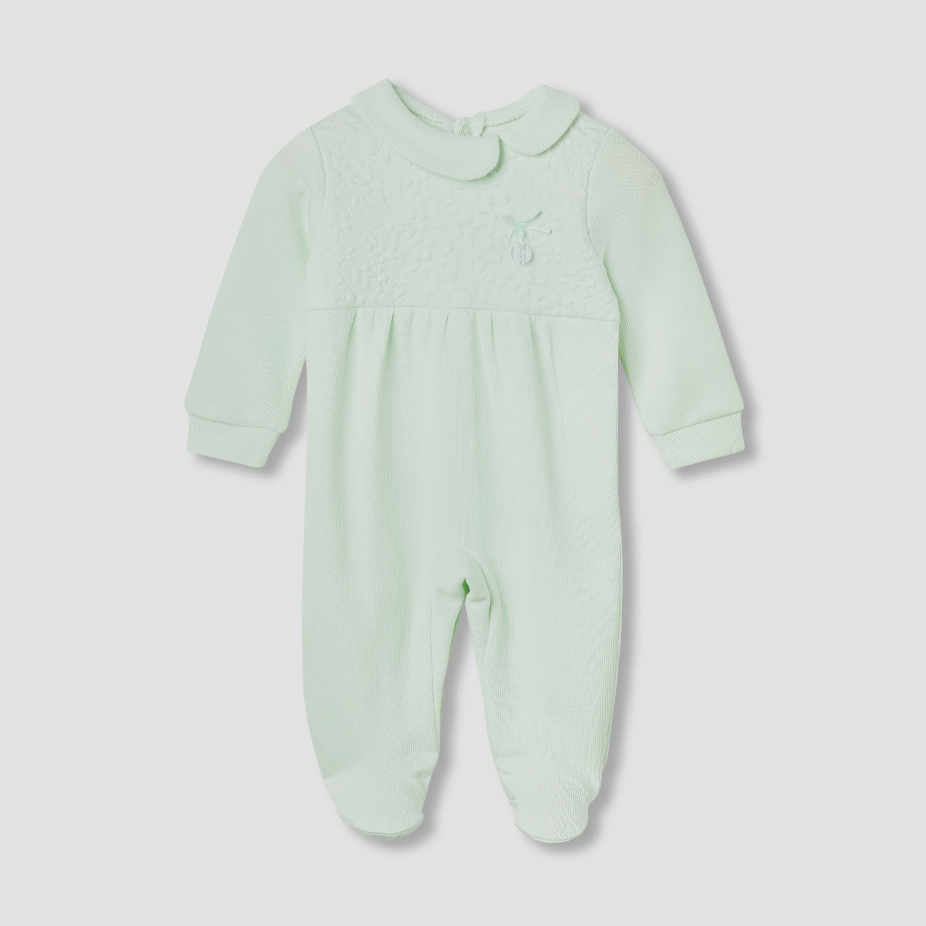 Giggles Collared Neck Sleepsuit with Snap Button Closure - Cotton - Long Sleeves