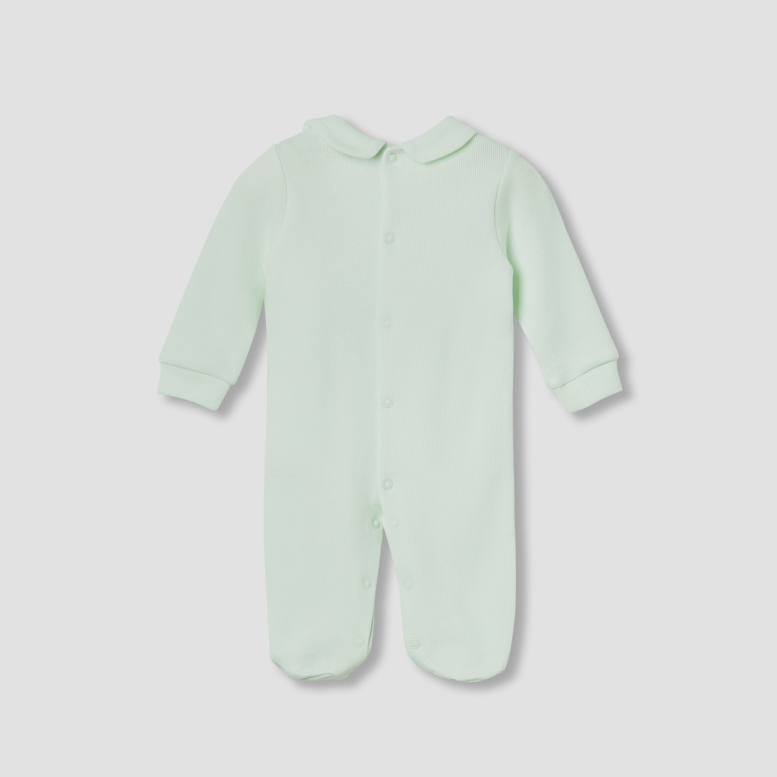 Giggles Collared Neck Sleepsuit with Snap Button Closure - Cotton - Long Sleeves