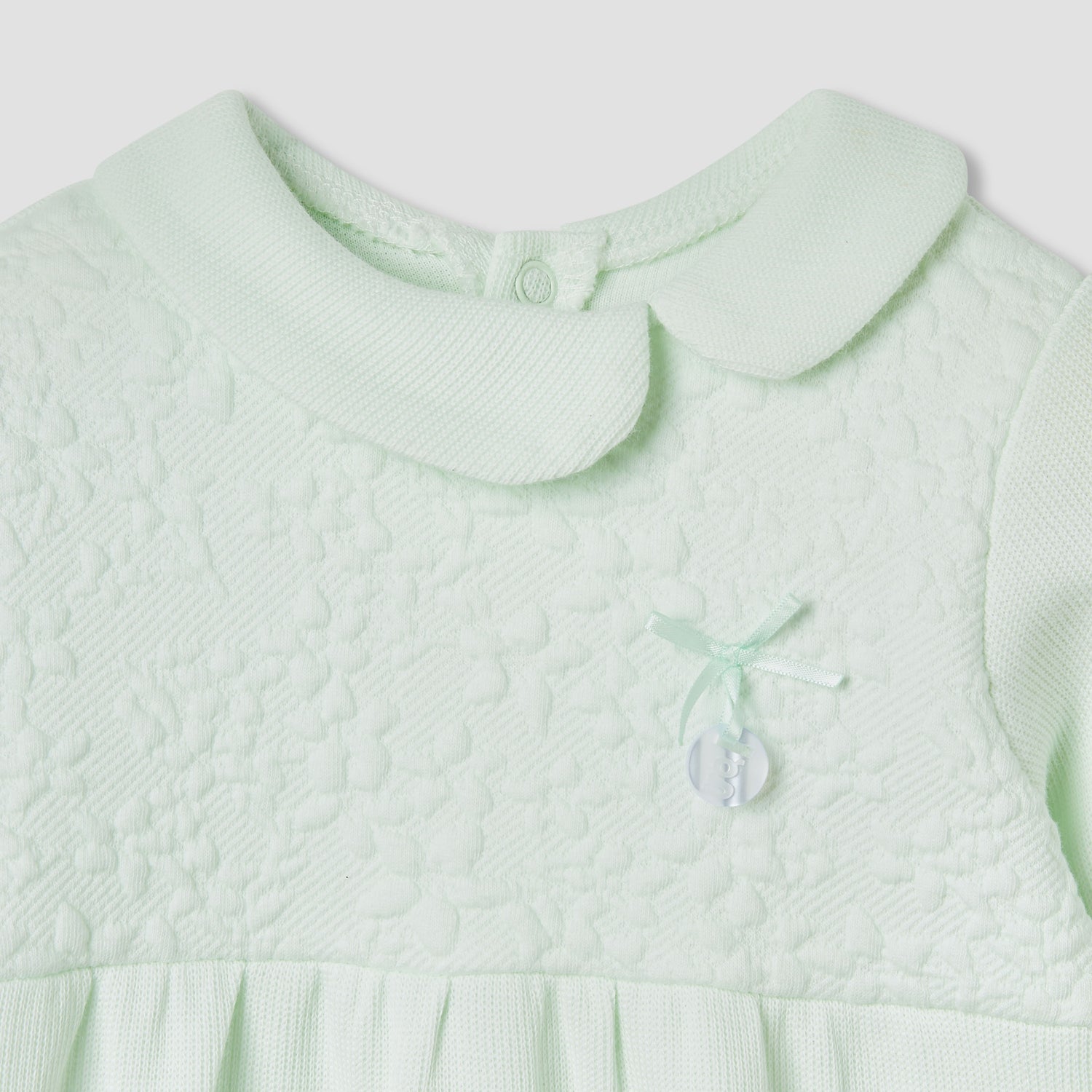 Giggles Collared Neck Sleepsuit with Snap Button Closure - Cotton - Long Sleeves