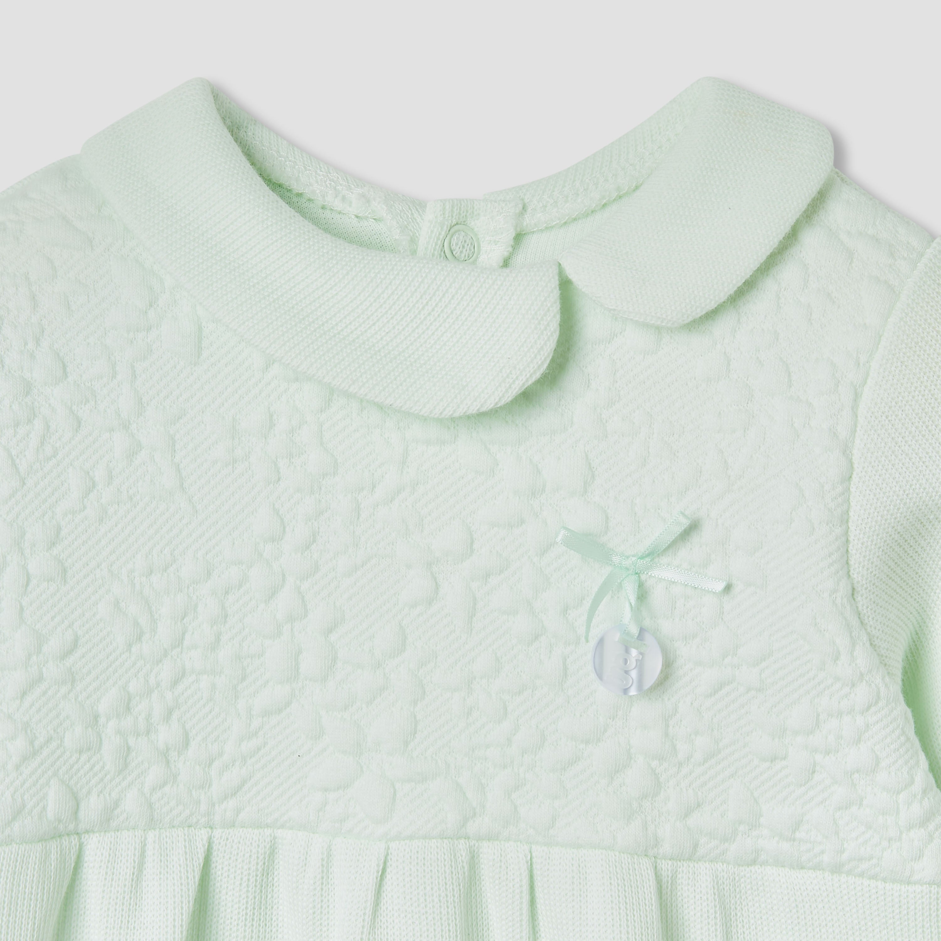 Giggles Collared Neck Sleepsuit with Snap Button Closure - Cotton - Long Sleeves