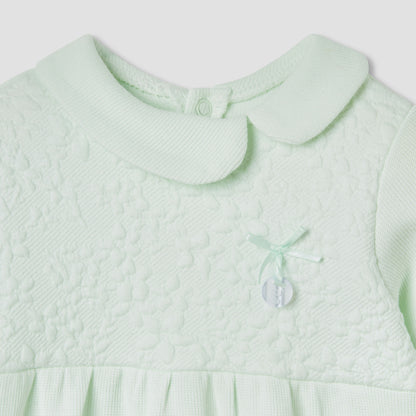 Giggles Collared Neck Sleepsuit with Snap Button Closure - Cotton - Long Sleeves