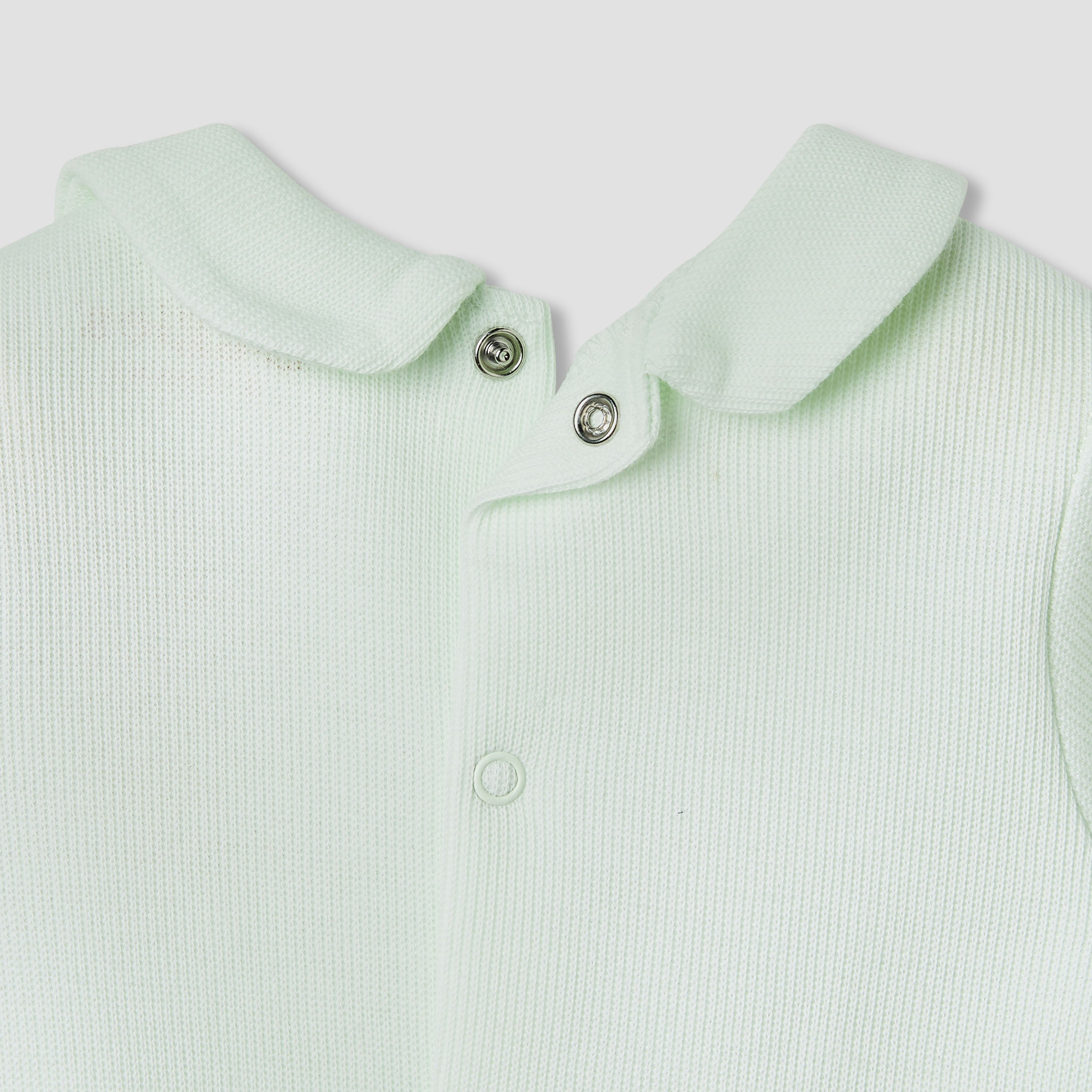 Giggles Collared Neck Sleepsuit with Snap Button Closure - Cotton - Long Sleeves