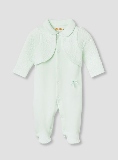 Giggles Collared Neck Sleepsuit with Snap Button Closure - Cotton - Long Sleeves-baby-girls-clothing-nightwear-sleepsuits-image-2