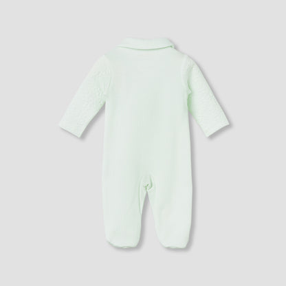 Giggles Collared Neck Sleepsuit with Snap Button Closure - Cotton - Long Sleeves
