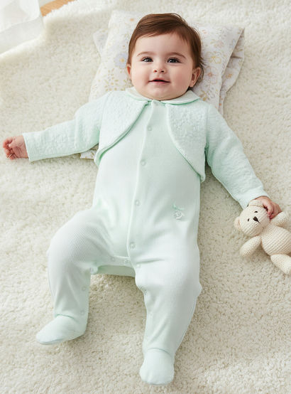 Giggles Collared Neck Sleepsuit with Snap Button Closure - Cotton - Long Sleeves-baby-girls-clothing-nightwear-sleepsuits-image-1