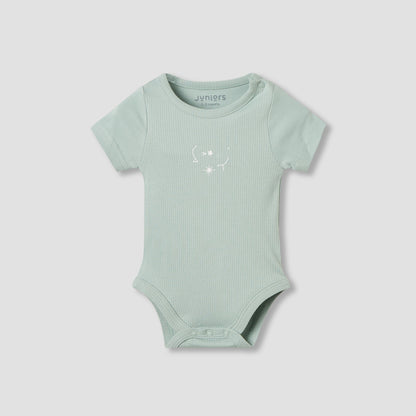 Juniors Round Neck Bodysuit with Snap Button Closure - Short Sleeves - Set of 2