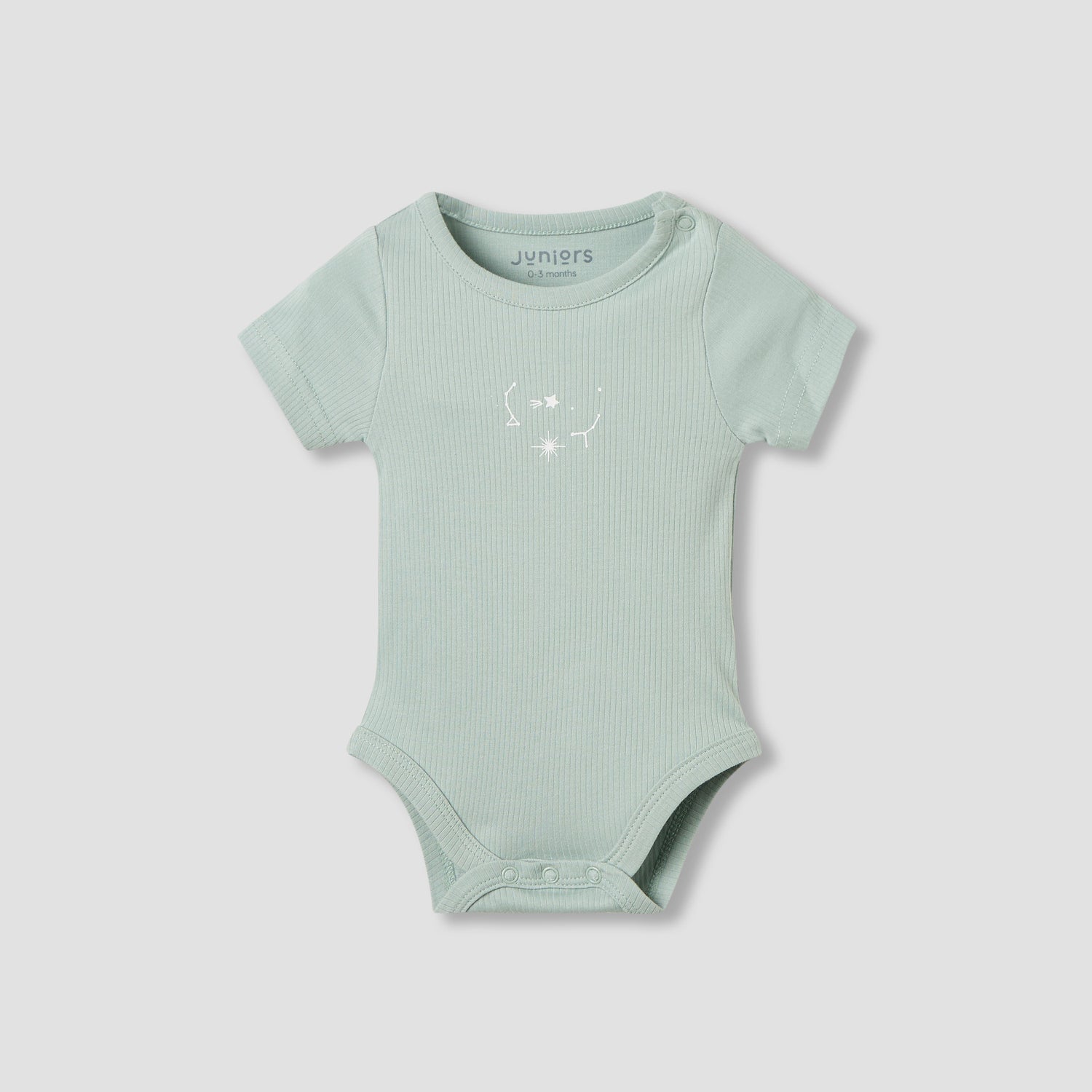 Juniors Round Neck Bodysuit with Snap Button Closure - Short Sleeves - Set of 2