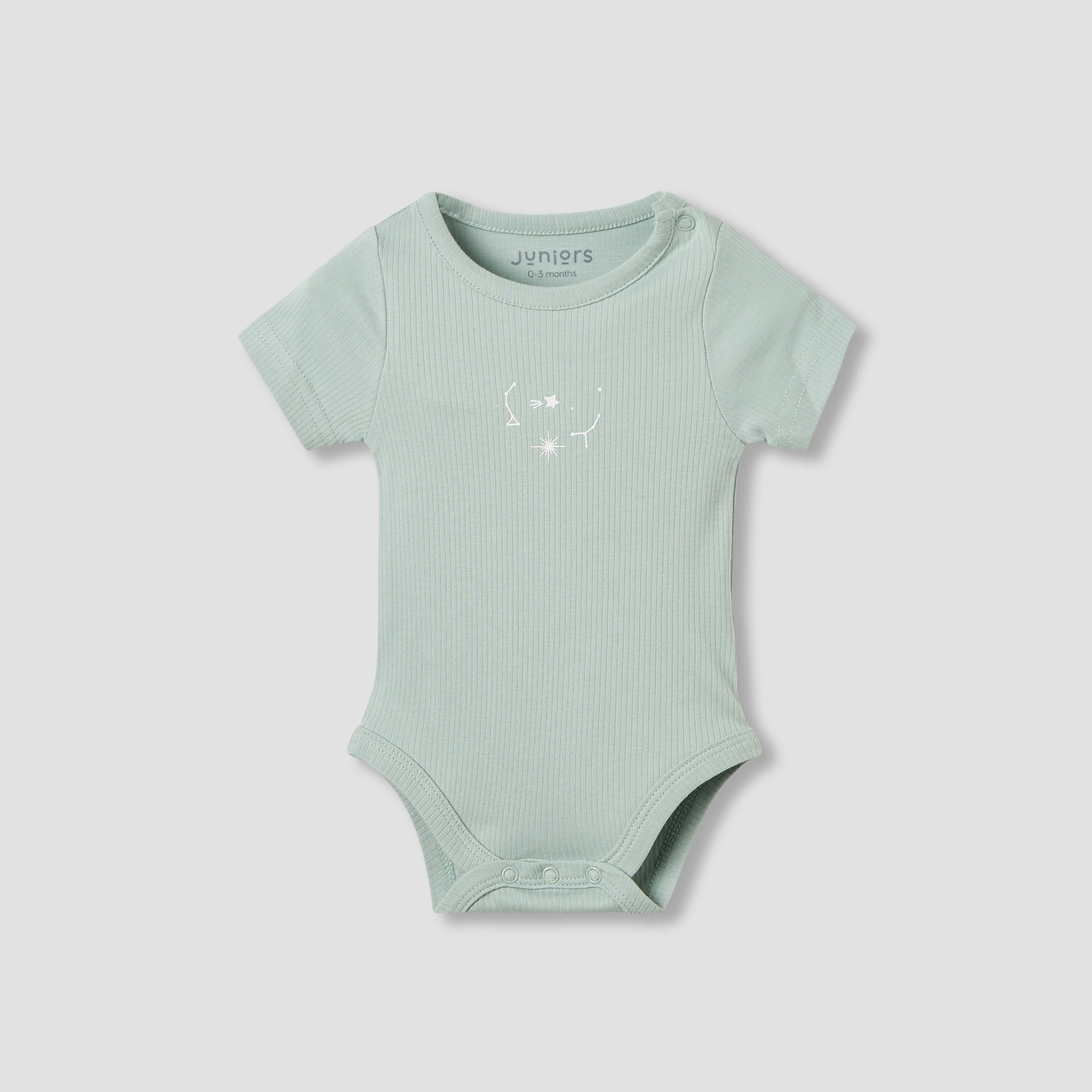 Juniors Round Neck Bodysuit with Snap Button Closure - Short Sleeves - Set of 2