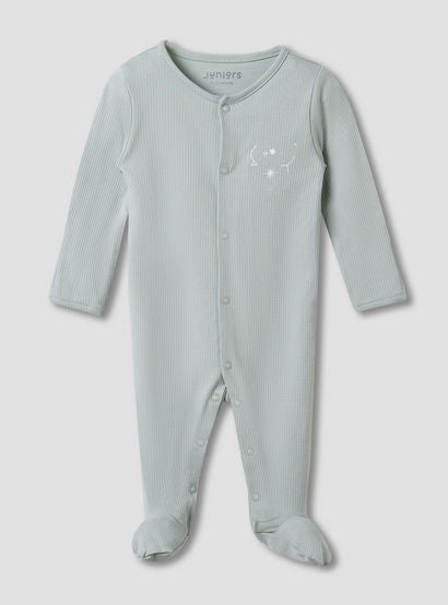 Juniors Round Neck Sleepsuit with Snap Button Closure - Long Sleeves - Set of 2-baby-boys-clothing-nightwear-sleepsuits-image-2