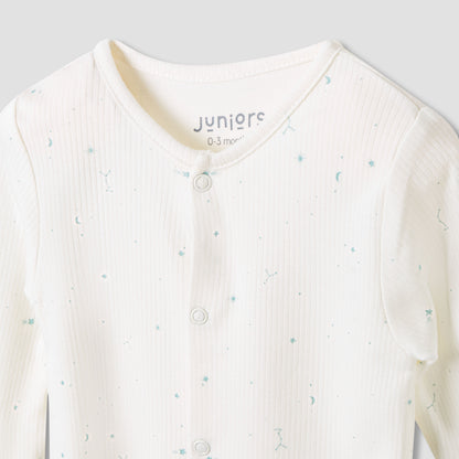 Juniors Round Neck Sleepsuit with Snap Button Closure - Long Sleeves - Set of 2