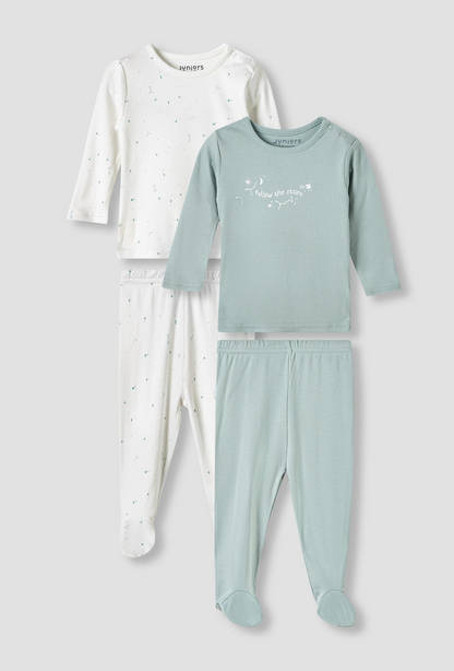 Juniors Pyjama Set with Snap Button Closure - Long Sleeves - Round Neck - Set of 2-undefined-image-1