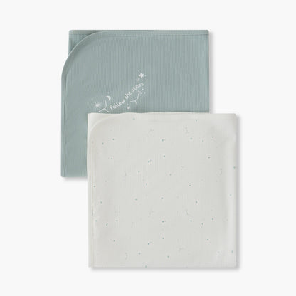 Pack of 2 Juniors Receiving Blanket with Celestial Print
