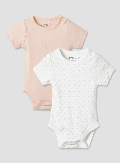 Juniors Round Neck Bodysuit with Snap Button Closure - Short Sleeves - Set of 2-baby-girls-clothing-bodysuits-image-1