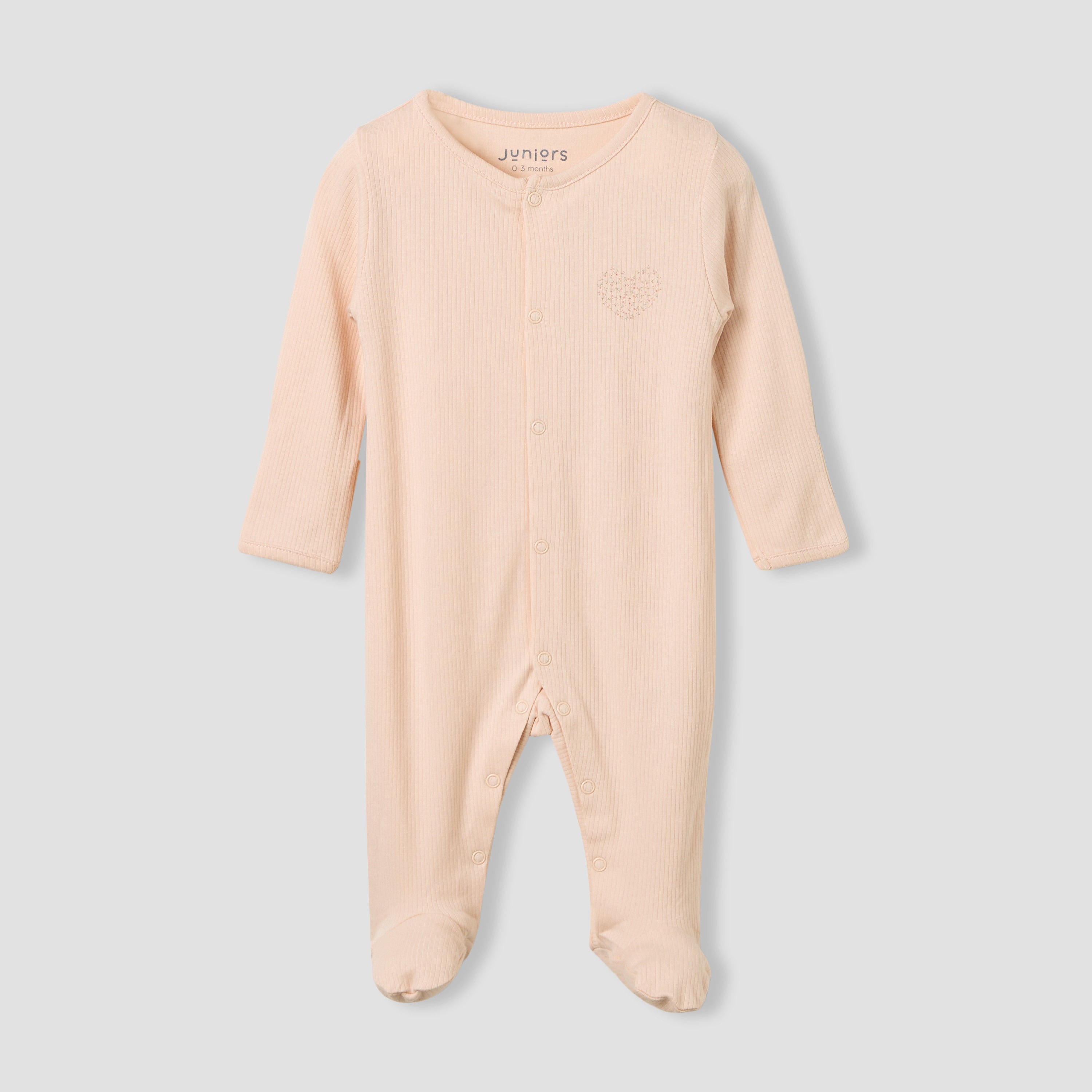 Juniors Round Neck Sleepsuit with Snap Button Closure - Long Sleeves - Set of 2