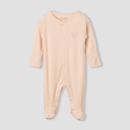 Juniors Round Neck Sleepsuit with Snap Button Closure - Long Sleeves - Set of 2