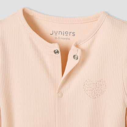 Juniors Round Neck Sleepsuit with Snap Button Closure - Long Sleeves - Set of 2