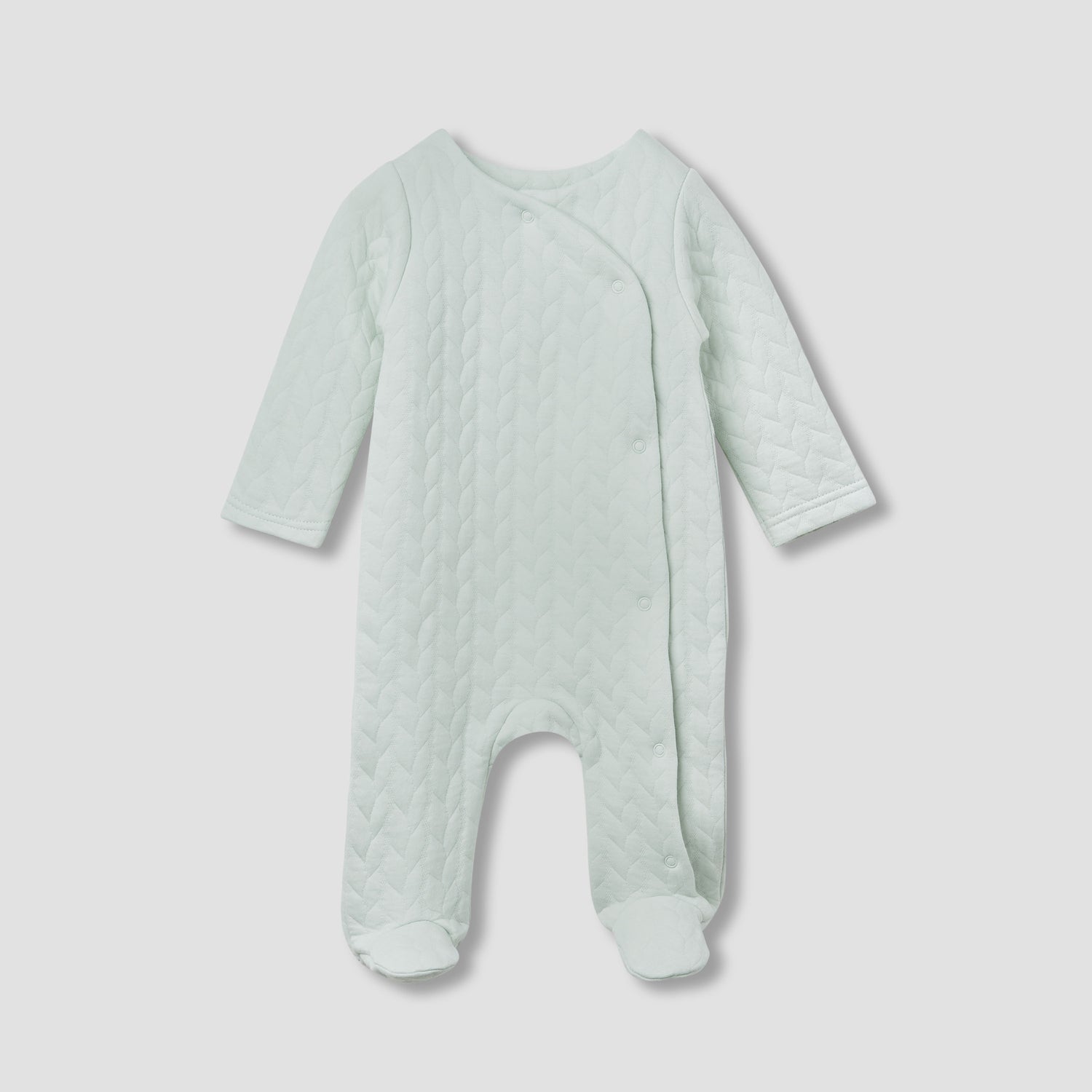 Juniors Jacquard Textured Sleepsuit with Long Sleeves - Green / 9-12 mths
