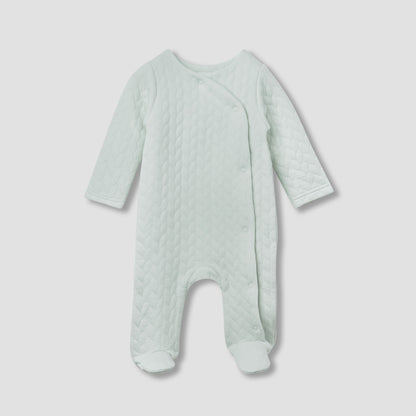 Juniors Jacquard Textured Sleepsuit with Long Sleeves - Green / 9-12 mths