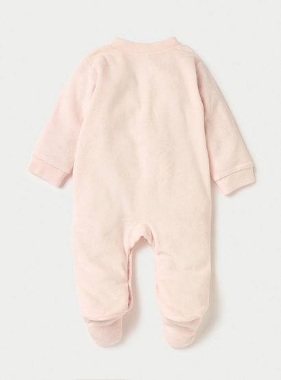 Juniors Mouse Applique Closed Feet Velour Sleepsuit with Button Closure-baby-girls-clothing-nightwear-sleepsuits-image-4