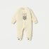 Juniors Bear Applique Velour Closed Feet Sleepsuit with Snap Button Closure - Yellow / 9-12 mths