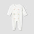 Juniors Crew Neck Sleepsuit with Floral Embroidery - Cotton Blend - Long Sleeves - White / 9-12 mths