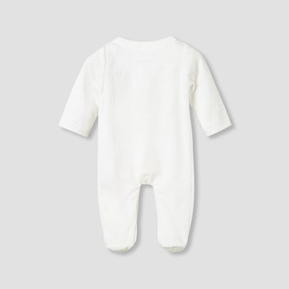 Juniors Crew Neck Sleepsuit with Floral Embroidery - Cotton Blend - Long Sleeves