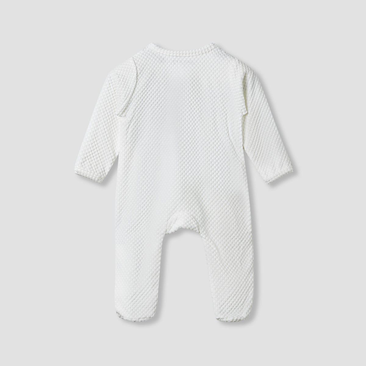 Juniors Crew Neck Sleepsuit with Bear Applique - Cotton Blend - Long Sleeves