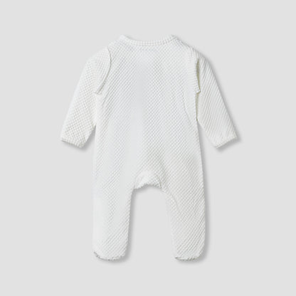 Juniors Crew Neck Sleepsuit with Bear Applique - Cotton Blend - Long Sleeves