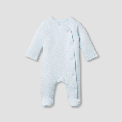 Juniors Bunny Jacquard Padded Sleepsuit with Long Sleeves - Blue / 9-12 mths