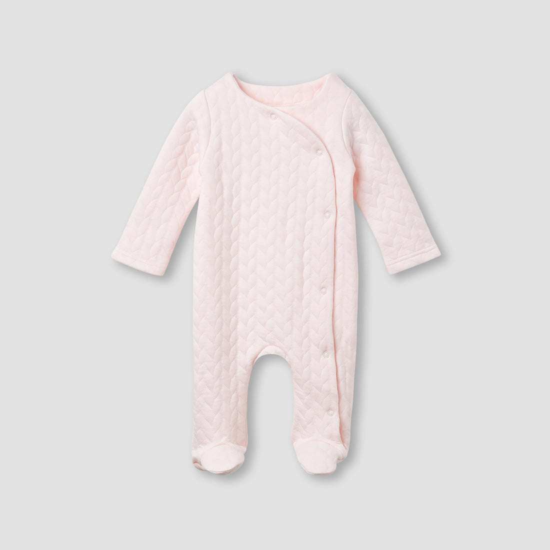 Juniors Jacquard Textured Sleepsuit with Long Sleeves - Pink / 9-12 mths