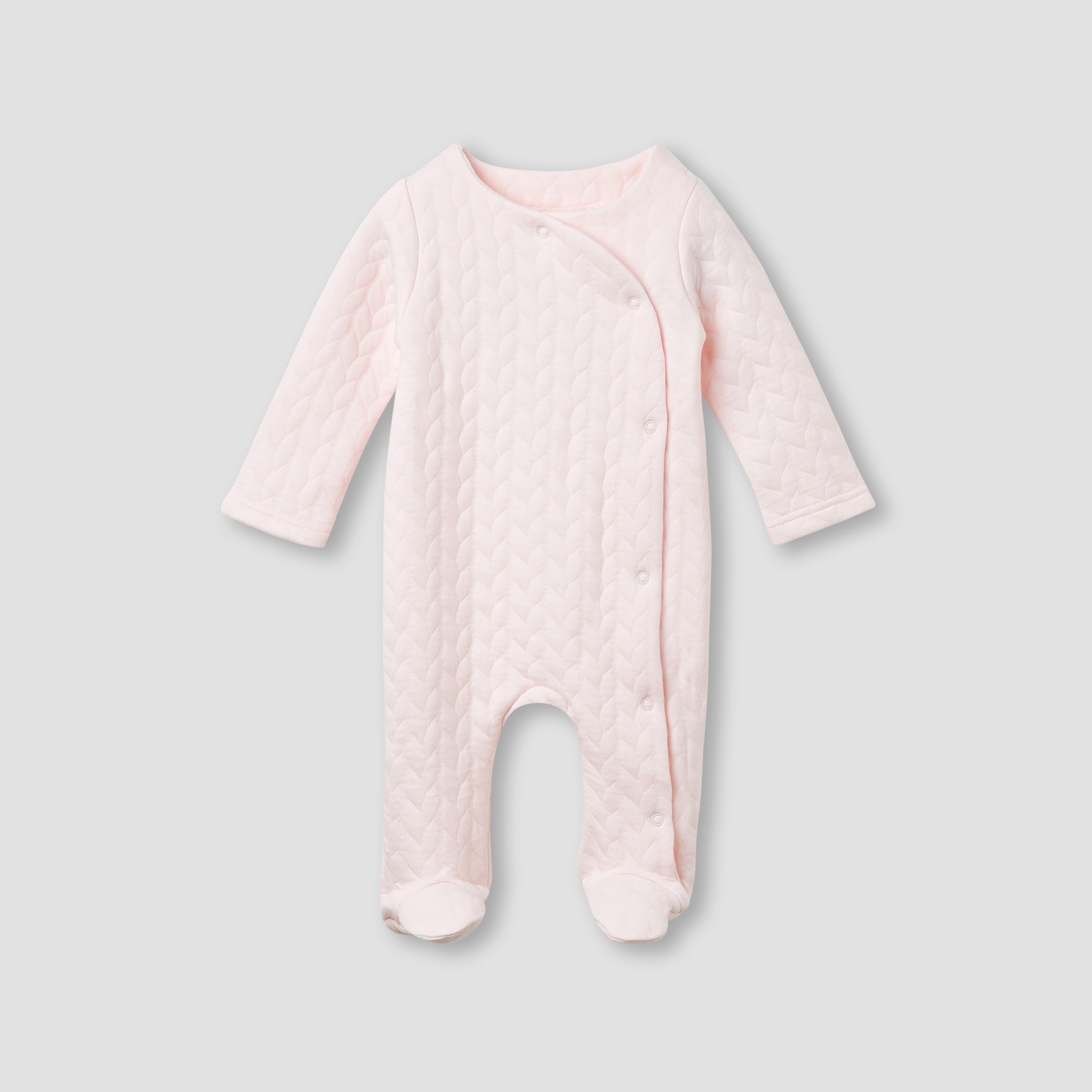 Juniors Jacquard Textured Sleepsuit with Long Sleeves - Pink / 9-12 mths