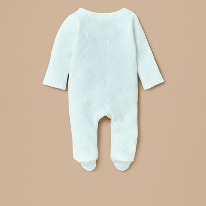 Giggles Jacquard Padded Closed Feet Sleepsuit with Button Closure