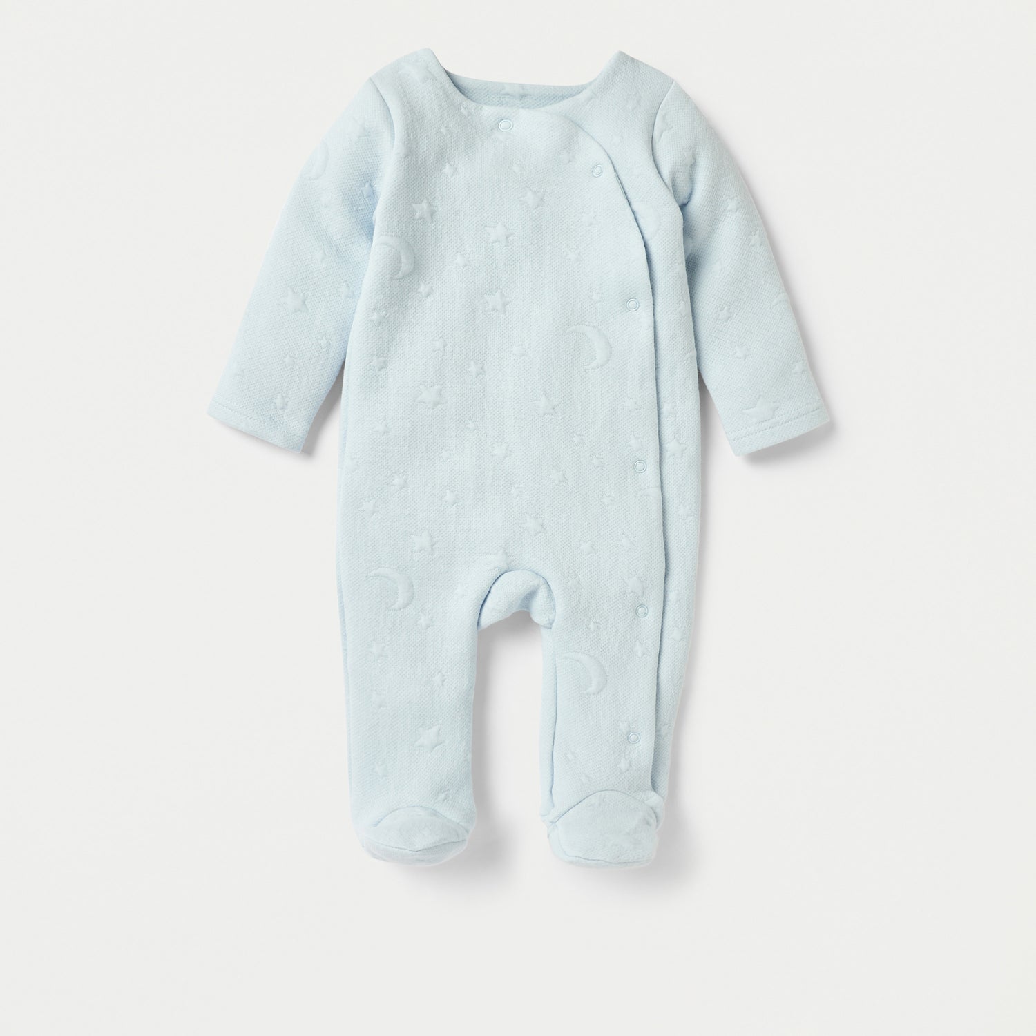 Giggles Jacquard Textured Padded Closed Feet Sleepsuit with Long Sleeves - Blue / 9-12 mths