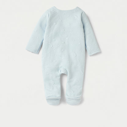 Giggles Jacquard Textured Padded Closed Feet Sleepsuit with Long Sleeves