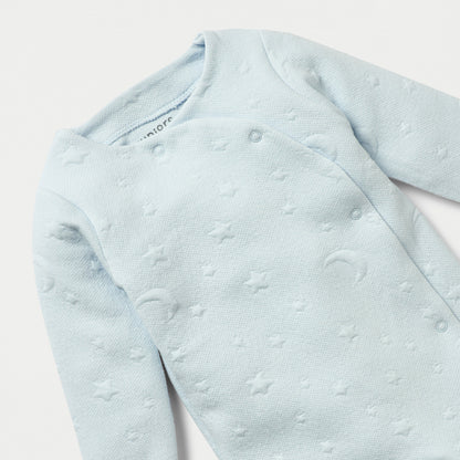 Giggles Jacquard Textured Padded Closed Feet Sleepsuit with Long Sleeves