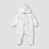 Juniors Hooded Sleepsuit with Bow Embroidery - Polyester - Long Sleeves - White / 9-12 mths