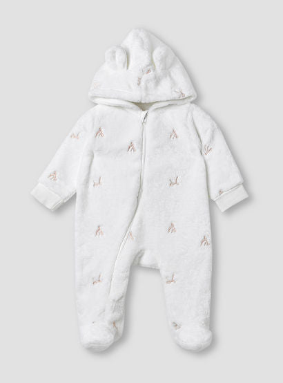 Juniors Hooded Sleepsuit with Bow Embroidery - Polyester - Long Sleeves-baby-girls-clothing-nightwear-sleepsuits-image-1