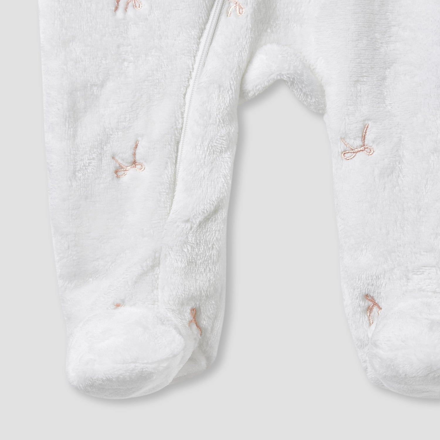 Juniors Hooded Sleepsuit with Bow Embroidery - Polyester - Long Sleeves
