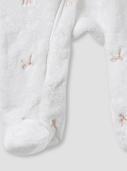 Juniors Hooded Sleepsuit with Bow Embroidery - Polyester - Long Sleeves-baby-girls-clothing-nightwear-sleepsuits-image-4