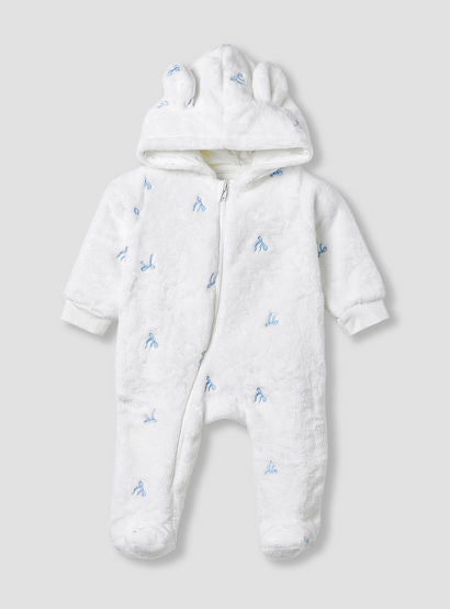 Juniors Hooded Sleepsuit with Bow Embroidery - Polyester - Long Sleeves-baby-girls-clothing-nightwear-sleepsuits-image-1